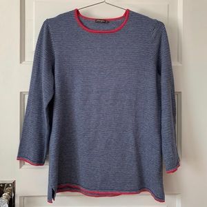 J. McLaughlin Coral Trimmed Striped Sweater S